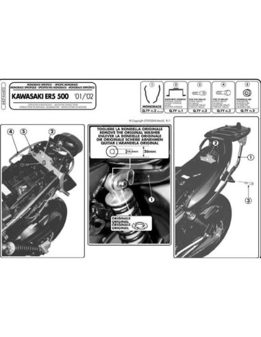 KAPPA STELAŻ KUFRA CENTRALNEGO KAWASAKI ER5 500 (01-07) ( BEZ PŁYTY )