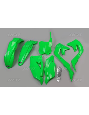 UFO KOMPLET PLASTIKÓW KAWASAKI KXF 250 '21-24, KXF 450 '19-23 KOLOR ZIELONY FLUO (KA227AFLU)