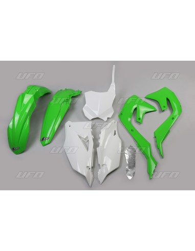 UFO KOMPLET PLASTIKÓW KAWASAKI KXF 250 '21-24, KXF 450 '19-23 KOLOR OEM (ZIELONY/BIAŁY/CZARNY) (KA227E999)