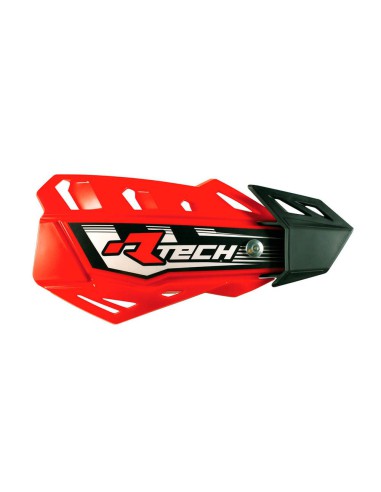 RACETECH (RTECH) OSŁONY RĄK (HANDBARY) FLX CROSS/ENDURO KOLOR CZERWONY (Z 2 RODZAJAMI MOCOWAŃ DO KIEROWNICY ORAZ MANETEK)