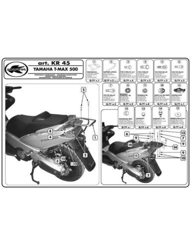 KAPPA STELAŻ KUFRA CENTRALNEGO YAMAHA T-MAX 500 (01-07) ( Z PŁYTĄ MONOKEY )