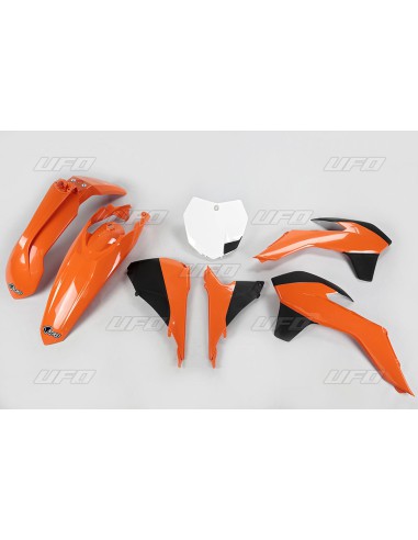 UFO KOMPLET PLASTIKÓW KTM SX/SXF '13-'15, SX 250 '16, KOLOR OEM '13-'14 (POMARAŃCZOWY/CZARNY/BIAŁY) (KT515E999)