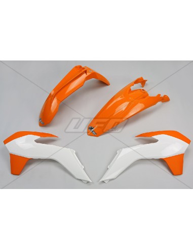 UFO KOMPLET PLASTIKÓW KTM EXC '14-'16, KOLOR OEM '15-'16 (POMARAŃCZOWY/BIAŁY) (KT516E999W)