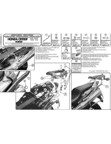 KAPPA STELAŻ KUFRA CENTRALNEGO HONDA CB 900 HORNET (02-07) ( BEZ PŁYTY )