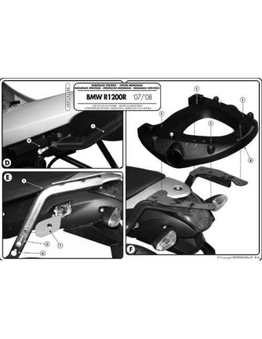 KAPPA STELAŻ KUFRA CENTRALNEGO BMW R 1200R (06-10) ( BEZ PŁYTY )