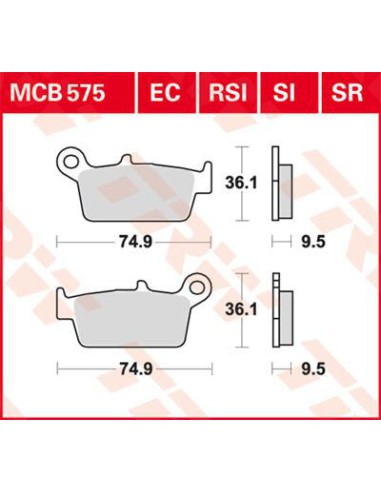 TRW LUCAS KLOCKI HAMULCOWE KH131 SINTER OFFROAD HONDA CRF 230 08-10, XR 250 88-97, XR 600 91-99, YAMAHA WR 125 98-07, TYŁ