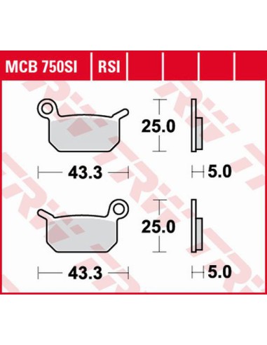 TRW LUCAS KLOCKI HAMULCOWE KH325 SINTER OFFROAD KTM SXE -5 ELECTRIC 19- SX 50 09-, SX 65 04-08, HUSQVARNA EE-5 19-, CR 50 06-,