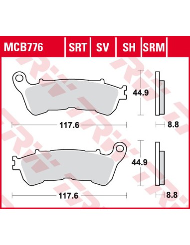 TRW LUCAS KLOCKI HAMULCOWE KH388 ORGANIC HONDA CBF 500 04-08, CBF 600 04-15, NT 700 V 06-13, XL 700 V 08-13, XL 1000 V 04-13,