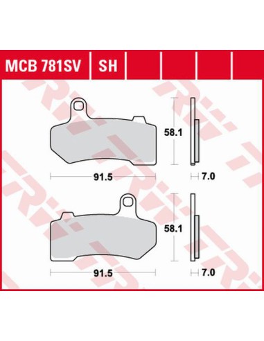 TRW LUCAS KLOCKI HAMULCOWE KH409 SINTER STREET HARLEY-DAVIDSON 1130 / 1250 / 1584 / 1690 / 1750 / 1800 / 1870 / 1923 06-21,TYŁ