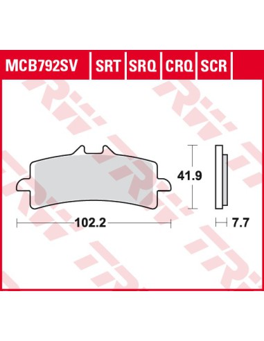 TRW LUCAS KLOCKI HAMULCOWE KH447 SINTER STREET APRILIA RSV4 09-, DUCATI V4 PANIGALE 18-, PANIGALE 1299 15-, KAWASAKI H2 15-,