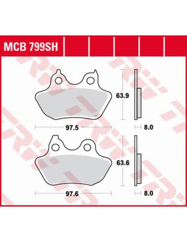 TRW LUCAS KLOCKI HAMULCOWE KH434 SINTER STREET HARLEY DAVIDSON 1450 / 1584 / 1800 06-10, TYŁ