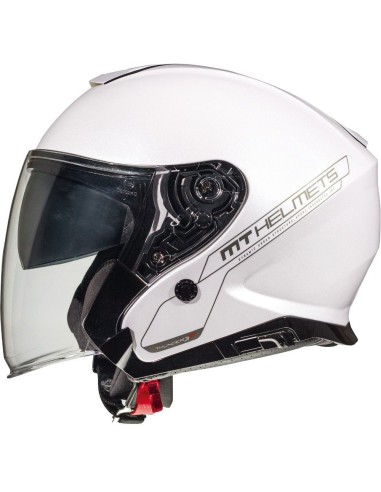 MT WYPRZEDAŻ KASK OTWARTY JET Z BLENDĄ THUNDER 3 SV JET SOLID PEARL WHITE KOLOR BIAŁY POŁYSK ROZMIAR XS