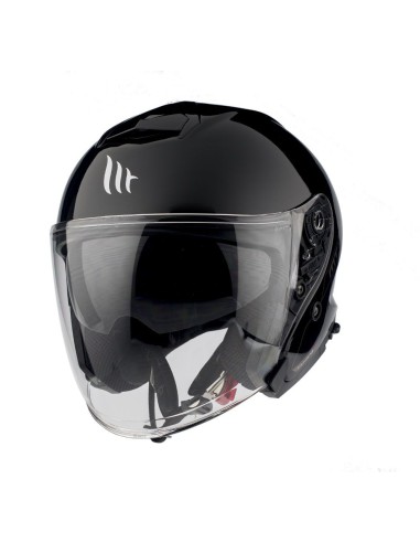 MT WYPRZEDAŻ KASK OTWARTY JET Z BLENDĄ THUNDER 3 SV JET SOLID GLOSS BLACK KOLOR CZARNY POŁYSK ROZMIAR XS