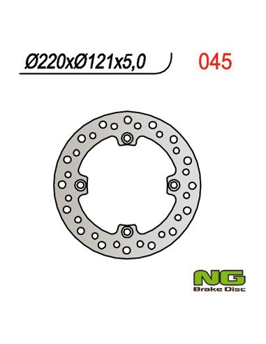 NG TARCZA HAMULCOWA TYŁ HONDA CR 125/250/500 '89-'97, CRE 250SM '89-96, (220X121X5MM) (4X10,5MM)