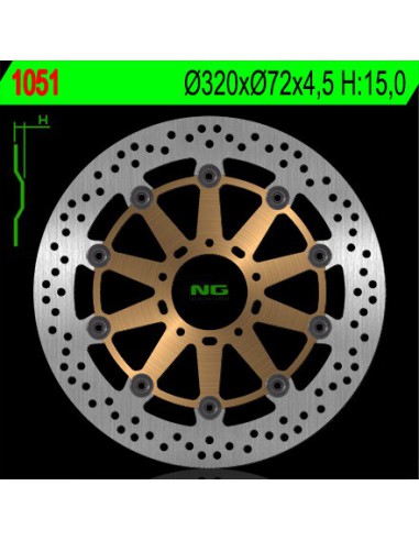 NG TARCZA HAMULCOWA PRZÓD DUCATI 749/848/999/1000/1100 '02-17 (320X72X4,5MM) (5X8,5MM) PŁYWAJĄCA