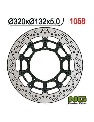 NG TARCZA HAMULCOWA PRZÓD YAMAHA YZF R1 '04-'06 / '15-'16, FZ1 '06-13, R6 '20-, V-MAX '09-16, MT-10 '16-21 (320X132X5MM)