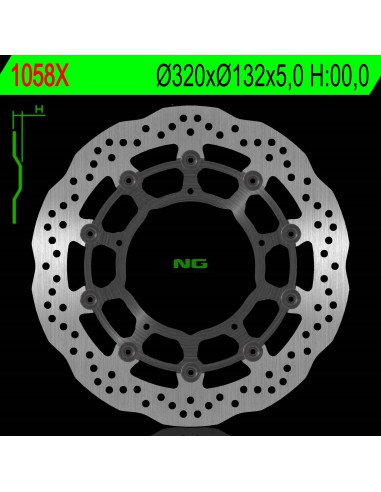 NG TARCZA HAMULCOWA PRZÓD YAMAHA YZF R1 '04-'06 / '15-'16, FZ1 '06-13, R6 '20-, V-MAX '09-16, MT-10 '16-21 (320X132X5MM)