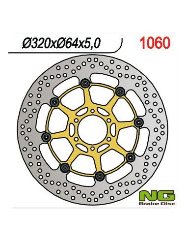 NG TARCZA HAMULCOWA PRZÓD APRILIA CAPONORD 1200 '13-17, YAMAHA FZR 1000 '87-95, XJR1200/1300 '95-99 (320X64X5MM) (6X8,5MM)