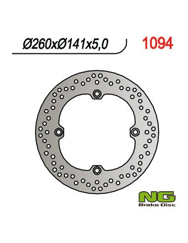 NG TARCZA HAMULCOWA TYŁ KAWASAKI, SUZUKI DL 650 '04-'20, DL 1050 '20, DL 1000 '02-'19 (260X141X5) (4X10.5 MM)