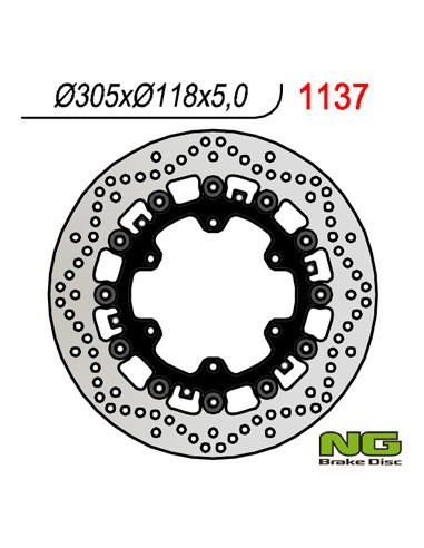 NG TARCZA HAMULCOWA PRZÓD BMW K1100LT/RS '89-00, R1100GS/R '93-94, R1100R/RT/RS '92-01 (305x118x5MM) (6X9,0MM) PŁYWAJĄCA