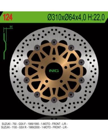 NG TARCZA HAMULCOWA PRZÓD SUZUKI GSXR 1100 '89-'00, GSXR 750 '89-'95 (310X64X4)