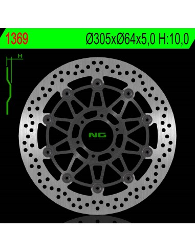 NG TARCZA HAMULCOWA PRZÓD KTM 950/990 SMR/SMT 05-14 (305X64X5,0MM) (6X8,5MM) PŁYWAJĄCA