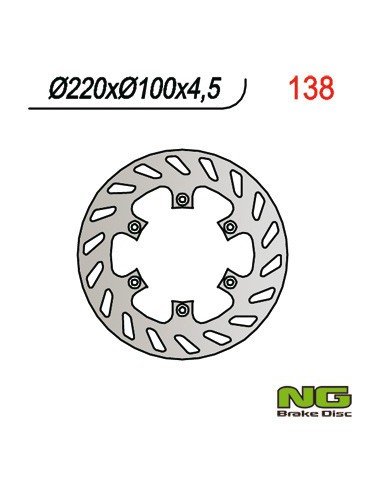 NG TARCZA HAMULCOWA TYŁ KAWASAKI KX 125 '89-'02, KX 250 '92-'95, KDX 200/220, KLX300/650R (220X100X4,5) (6X6,5MM)