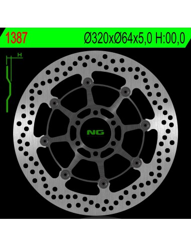 NG TARCZA HAMULCOWA PRZÓD BMW S 1000R/RR/XR 13-18, MOTO GUZZI CALIFORNIA 1400 13-18 (320X64X5,0MM) (6X8,5MM) PŁYWAJĄCA