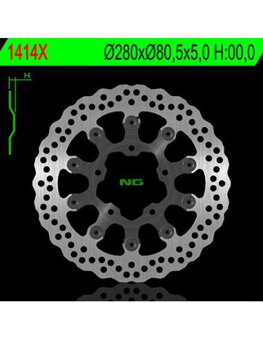 NG TARCZA HAMULCOWA PRZÓD KAWASAKI ZX6R / 6RR / 636 '03-'04 (280X80,5X5,0) (5X10,5MM)