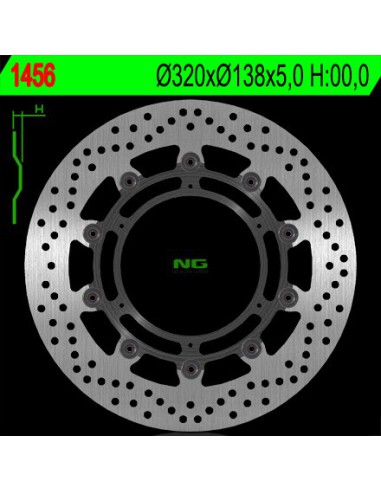 NG TARCZA HAMULCOWA PRZÓD KTM 1050/1190/1290 ADVENTURE '13-'17 (320X138X5MM) (6X6,5MM) PŁYWAJĄCA (ZASTĘPOWANY PRZEZ NG1840)