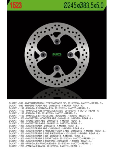 NG TARCZA HAMULCOWA TYŁ DUCATI MULTISTRADA 1200 10-16, MONSTER 1200 14-16, HYPERMOTORAD