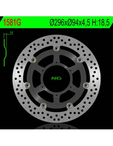 NG TARCZA HAMULCOWA PRZÓD HONDA CBF 600 ABS '08-11, CBF 1000 ABS '06-16, CBR 250 ABS '11-16, CBR 300R ABS '14-20 (296X94X4,5)