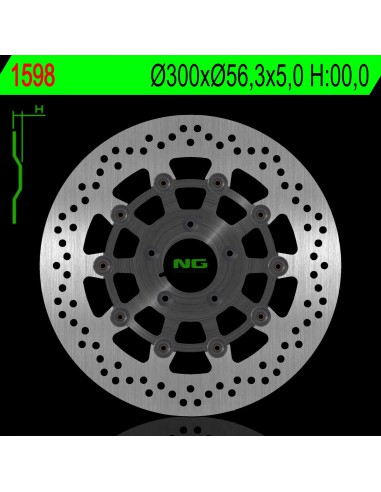 NG TARCZA HAMULCOWA PRZÓD HARLEY DAVIDSON 883/1200/1450/1584/1690/1745/1800/1869/1923 (PŁYWAJĄCA) (300X56,3X5MM) (5X8,5MM)