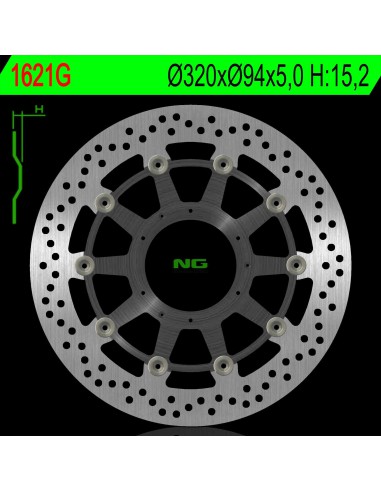 NG TARCZA HAMULCOWA PRZÓD HONDA CBR 1000RR 09-16 (ABS) SRODEK ALUMINIOWY (320X94X5,0MM) (6X6,5MM) - ZASTĘPUJE NG1283