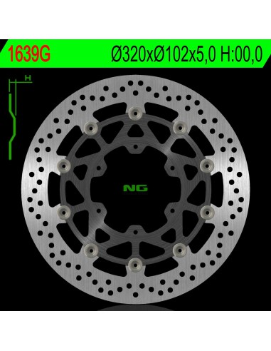 NG TARCZA HAMULCOWA PRZÓD SUZUKI GSXR ABS 1000 17-19 (320X102X5,0MM) (6X8,5MM) PŁYWAJĄCA (ŚRODEK ALUMINIOWY)