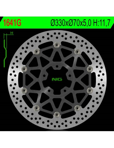 NG TARCZA HAMULCOWA PRZÓD KAWASAKI ZX 10R 17-18 (330X70X5,0MM) (5X10,5MM) PŁYWAJĄCA (ŚRODEK ALUMINIOWY)