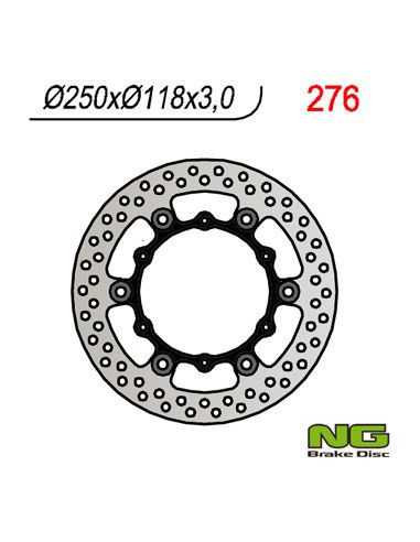 NG TARCZA HAMULCOWA PRZÓD YAMAHA YZ/YZF/WRF 01-19 PŁYWAJĄCA (250x118x3)(6X6,50MM), SUZUKI RM 125/250 '99-'10