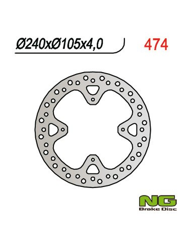 NG TARCZA HAMULCOWA TYŁ HONDA XR 650R 00-06 (240x105x4) (4X6,5MM)