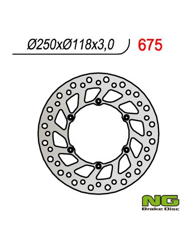 NG TARCZA HAMULCOWA PRZÓD SUZUKI RM/RMZ 250/DRZ, YAMAHA YZ/YZF/WR 02-19 (250X118X3) (6X6,5MM) - ZASTĘPUJE NG854