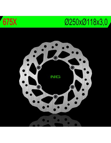 NG TARCZA HAMULCOWA PRZÓD SUZUKI RM/RMZ 250/DRZ, YAMAHA YZ/YZF/WR 02-19 (250X118X3) (6X6,5MM) WAVE - ZASTĘPUJE NG854