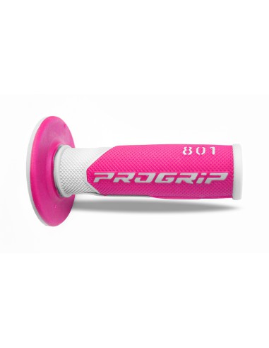 PROGRIP MANETKI PG801 OFF ROAD (22+25MM, DŁ.115MM) KOLOR BIAŁY/FUKSJA FLUO (DWUSKŁADNIKOWE) (801-243) (PG801WH/FX)