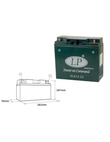 LANDPORT AKUMULATOR SLA12-22 (MS SLA 12-22) 12V/22AH SEALED BMW (+4AH) 180X75X165 BEZOBSŁUGOWY - ZALANY (2)