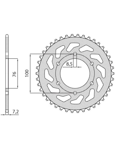 SUNSTAR ZĘBATKA TYLNA 4513 48 YAMAHA YZF 125R '08-'15 (JTR1844.48) (ŁAŃC. 428) (451348JT)