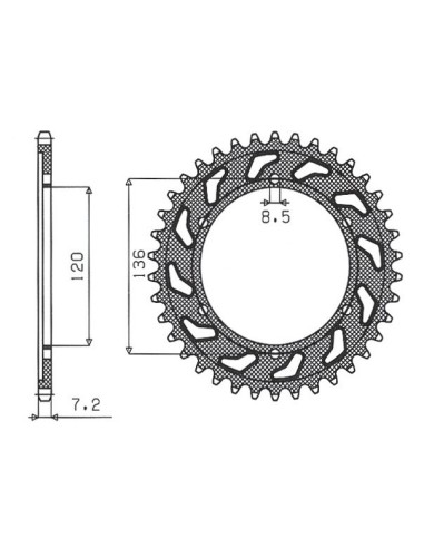 SUNSTAR ZĘBATKA TYLNA 4324 57 YAMAHA TDR 125 '93-'99 (JTR1847.57) (ŁAŃC. 428) (432457JT)