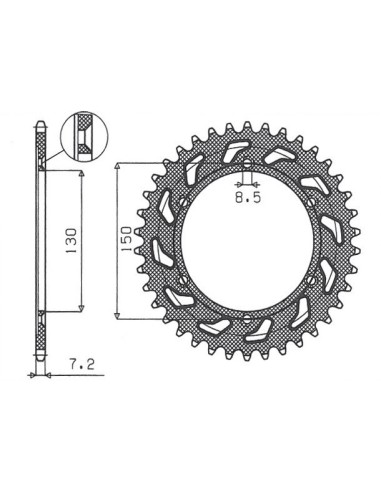 SUNSTAR ZĘBATKA TYLNA 4374 51 HONDA XLR 125R '98-'02 (JTR1249.51) (ŁAŃC. 428) (437451JT)