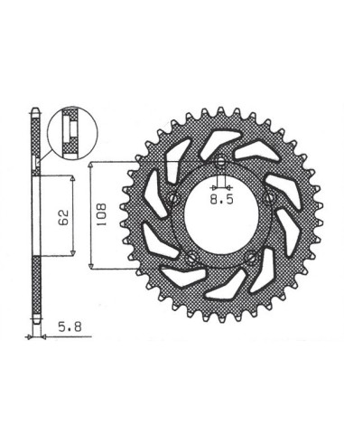 SUNSTAR ZĘBATKA TYLNA 714 39 APRILIA RS 125 '93-'05 (JTR701.39) (ŁAŃC. 520) (71439JT)