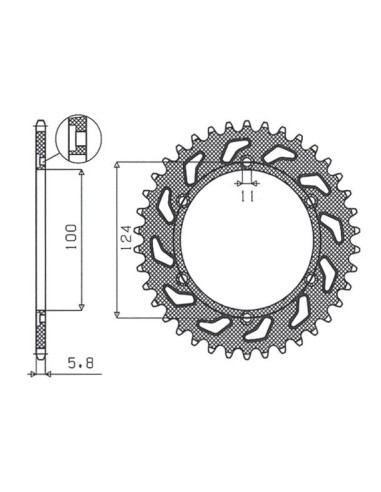 SUNSTAR ZĘBATKA TYLNA 1027 39 DUCATI 750SS '91-'98, 900 '92-'98 (JTR735.39) (ŁAŃC. 520) (102739JT)