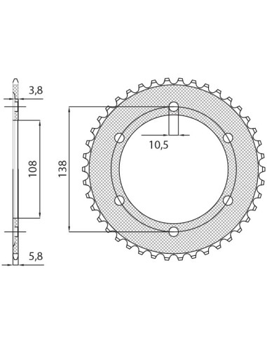 SUNSTAR ZĘBATKA TYLNA 4686 38 HONDA CBR 250R '11-'13, CBR 300R '14-'16 (JTR1220.38) (ŁAŃC. 520) (468638JT)