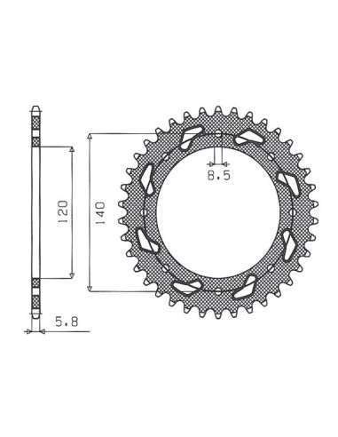 SUNSTAR ZĘBATKA TYLNA 491 43 KAWASAKI KLR 650C '95-'03 (JTR487.43) (ŁAŃC. 520) (49143JT)