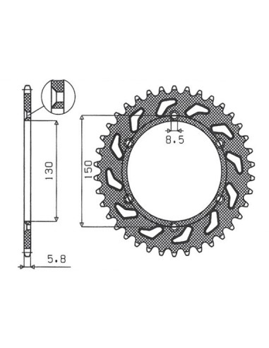 SUNSTAR ZĘBATKA TYLNA 270 48 YAMAHA YZ/YZF/WRF '99-'20 (JTR251.48) (ŁAŃC. 520) (27048JT)